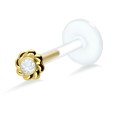 Stone Set Flower Shaped labret Silver LA-734